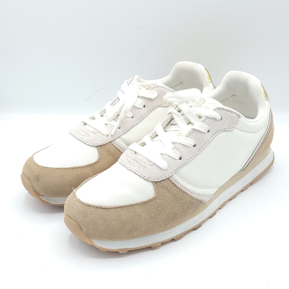 J Crew White & Tan Fabric sneakers women's size 9.5